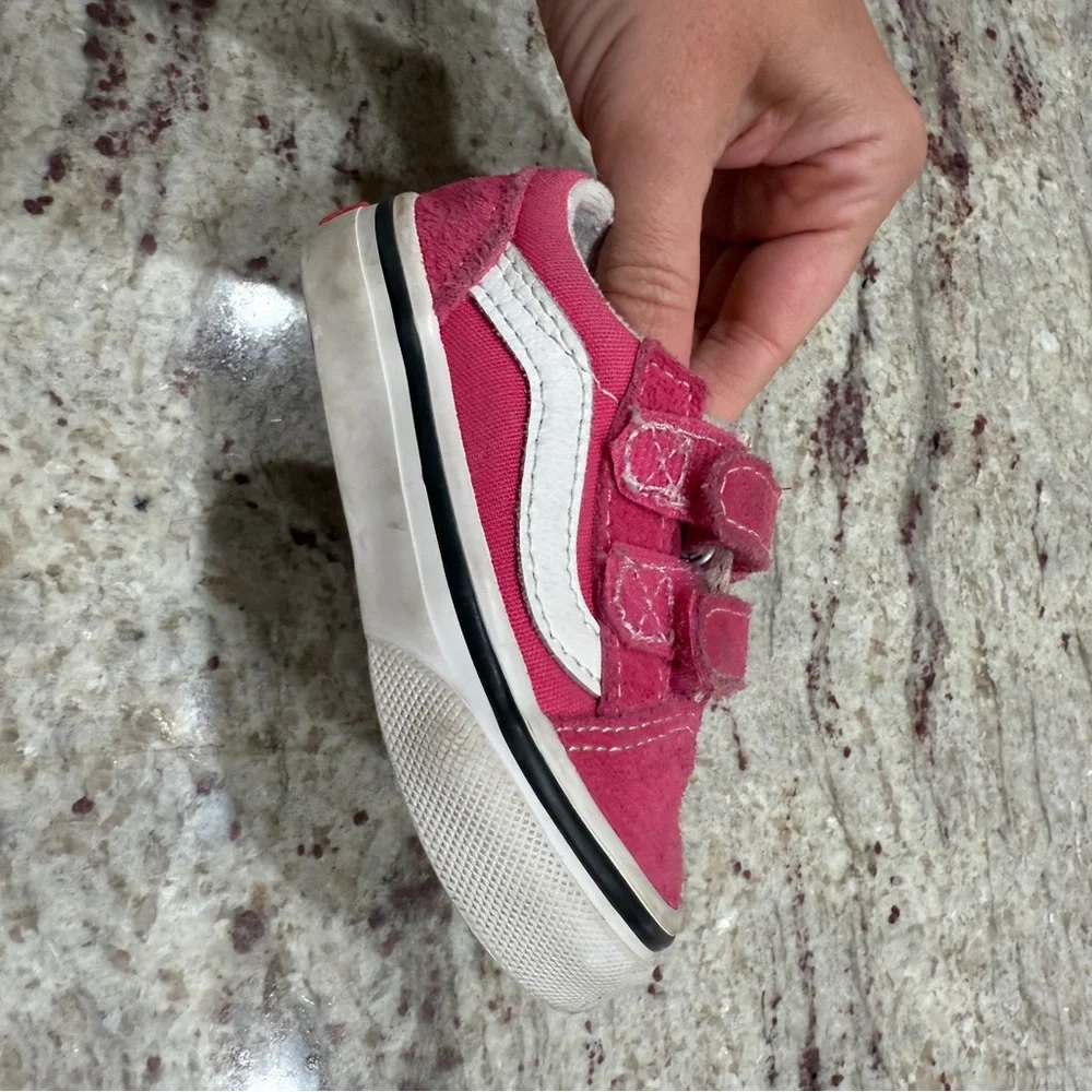 Vans Kids Pink Velcro Skate Sneakers